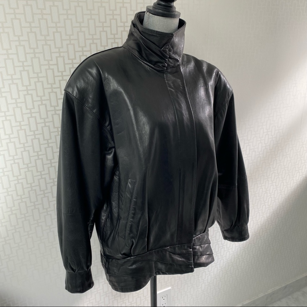 Vintage 1990s Bagatelle brand Black Leather Jacket